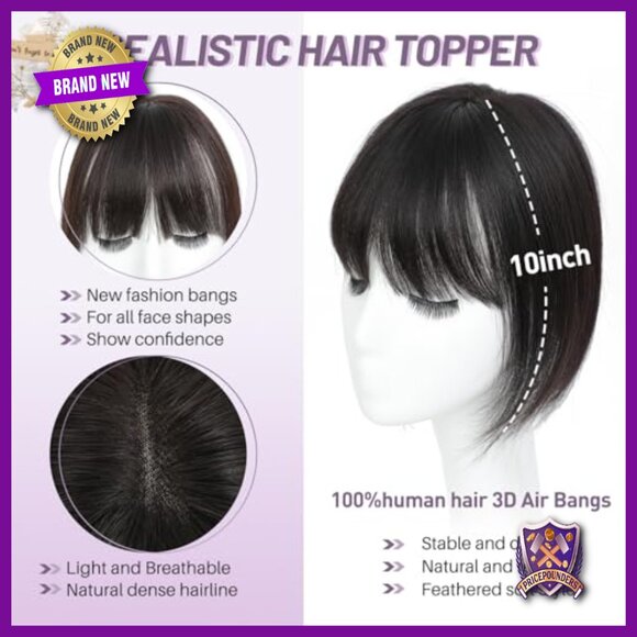 Human Hair Topper with Bangs 4.5x3 Inch Swiss Lace Base for Thinning Hair main image 4